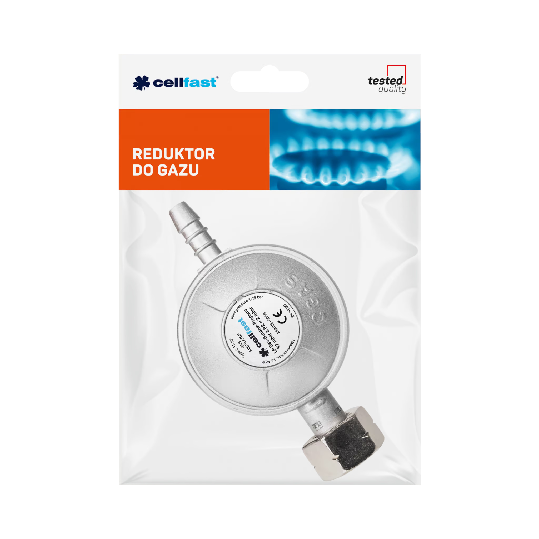 Cellfast 52-500 Reduktor gazowy PREMIUM 37 mbar do kuchenek i piecyków + uszczelka 11 kg - obrazek 2
