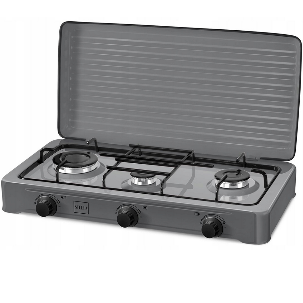 Kuchenka Gazowa 3-Palnikowa Stella STKGS-03 Srebrna 4,9 kW LPG – Turystyczna Camping