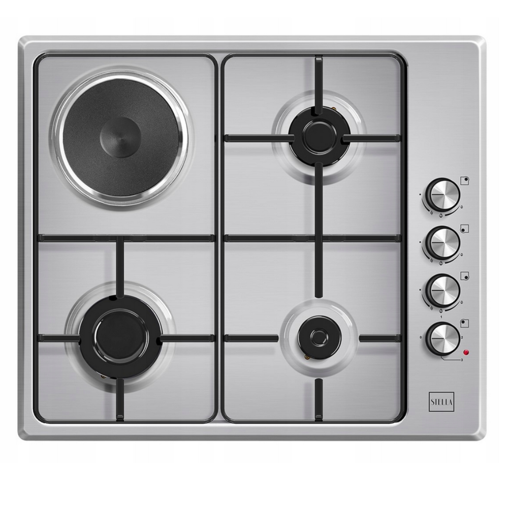 Kuchenka Gazowo-Elektryczna Stella STKGEIX-3+1IN 3+1 INOX LPG + Prąd 60 cm Nablatowa